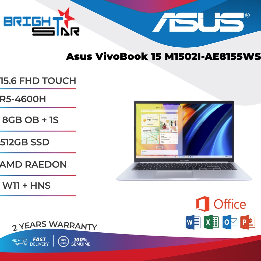 LAPTOP Asus VivoBook 15 M1502I-AE8155WS (15.6 FHD TOUCH / R5-4600H ...