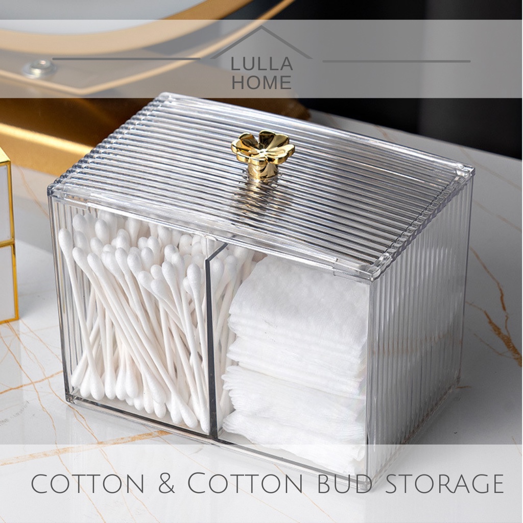 LullaHome Acrylic Cotton Swab Holder Cotton Bud Storage Container ...