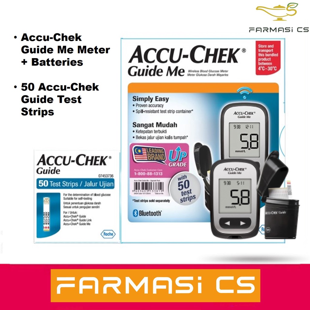 Accu-Chek Guide Me Wireless Blood Glucose Monitor with 50 Test Strips ...