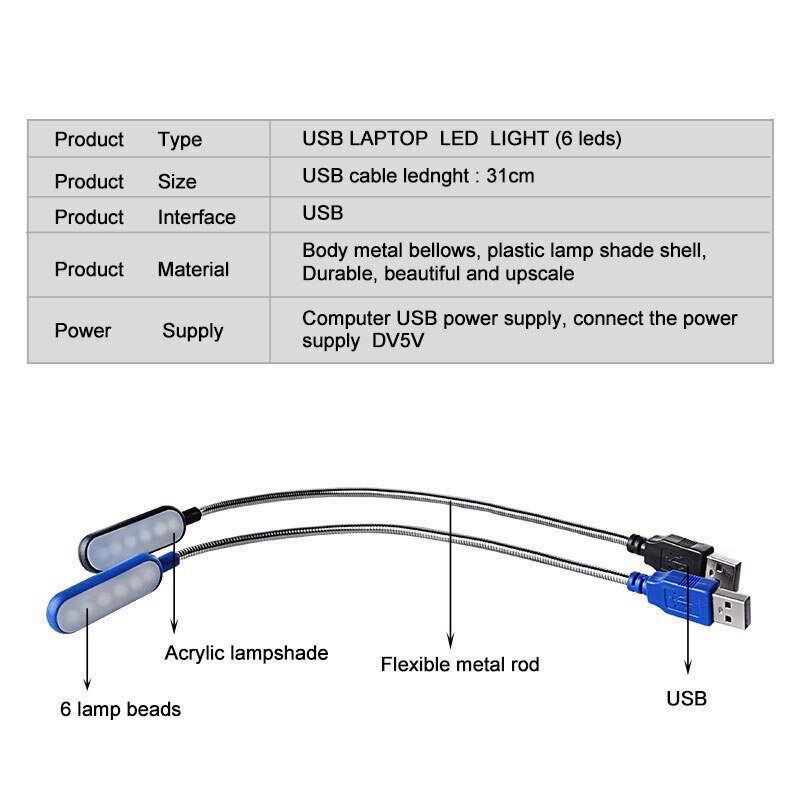 【Ready Stock】 6 LED USB Table Lamp Flexible for Power Bank Mini Book ...