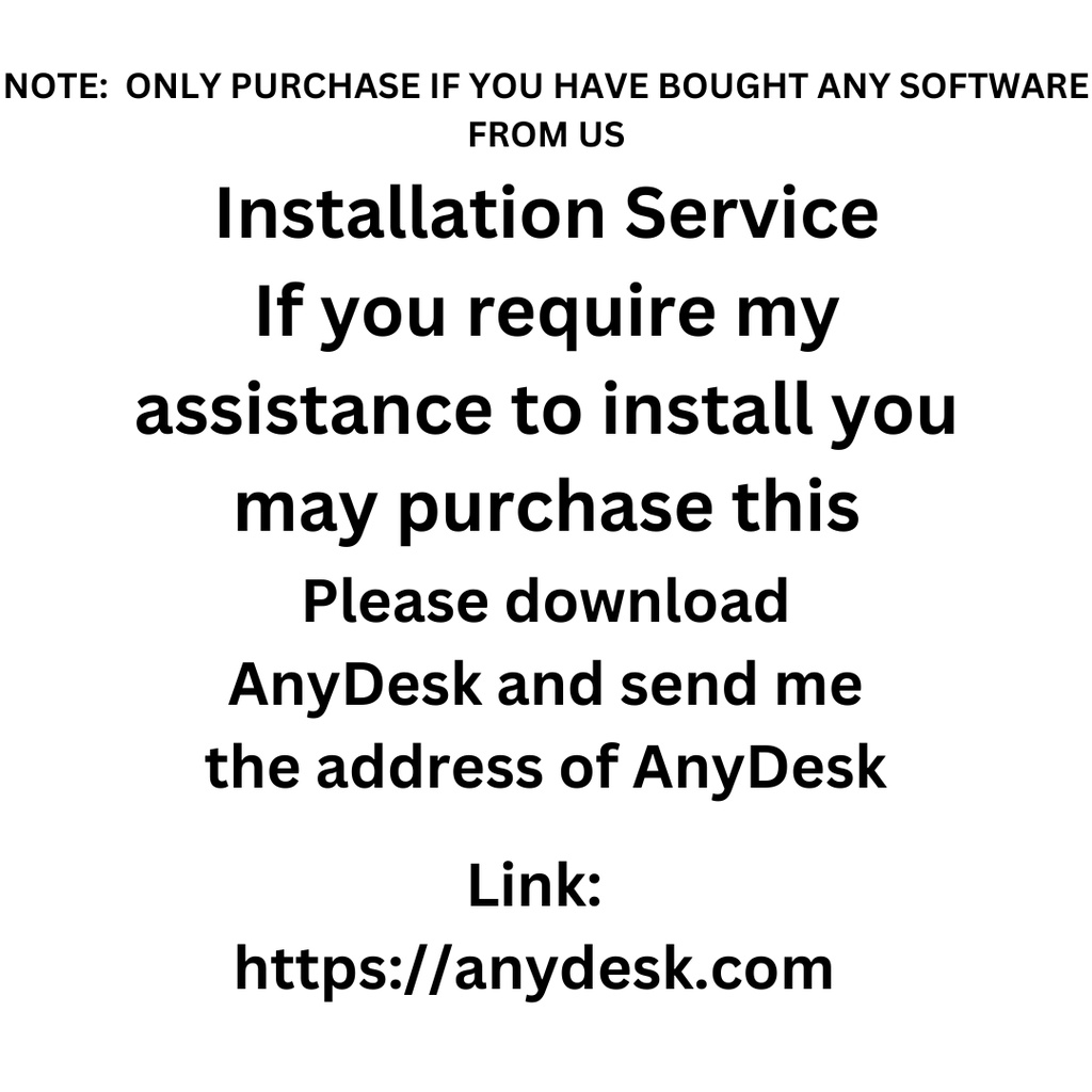 Software Installation Service (ONLY PURCHASE THIS WITH PURCHASE / IF ...