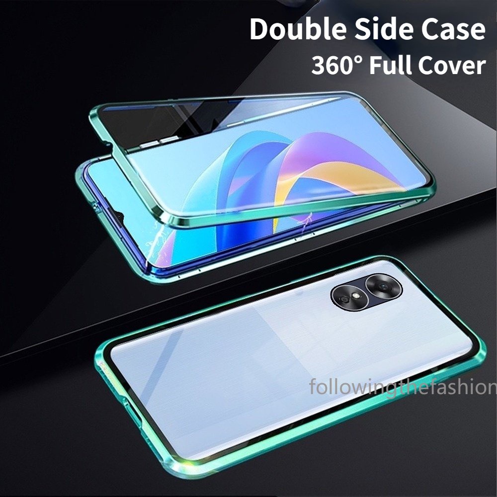 360° Magnetic Metal Phone Case For OPPO A78 5G Dual-Sided Tempered Glass  Cover