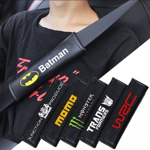 JYMAOYI 2-Pack Carbon Fiber Car Seat Belt Pads – Comfy Shoulder Harness Cushions (Gray, TRD Style)