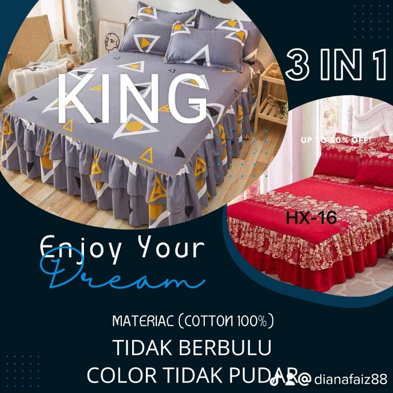 CADAR ROPOL 3IN1 SAIZ KING KAIN COTTON 100% BERGETAH DEKAT BUCU TILAM ...