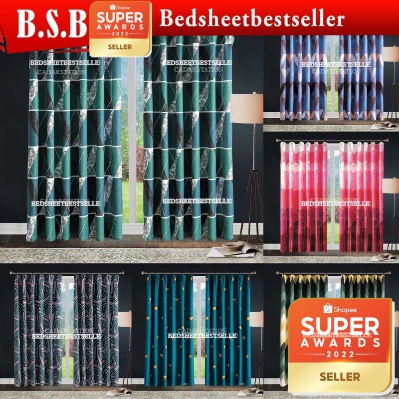 B.S.B NEW KAIN TEBAL Modern Langsir Curtain Semi Blackout Langsir Pintu ...