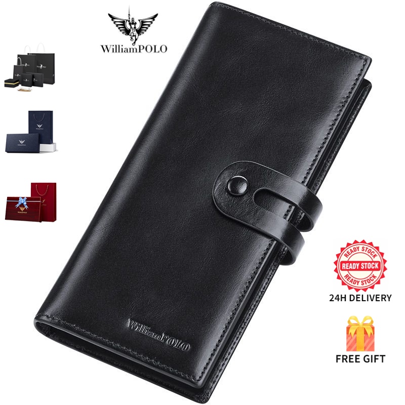 Williampolo Luxury Leather Multi-functional Men’s Clutch Wallets Black