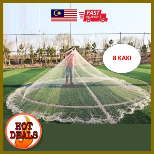 Nylon Fish Net Hand Casting Hand 8 Feet Jaring Jala Ikan Tangkap Ikan 8 ...