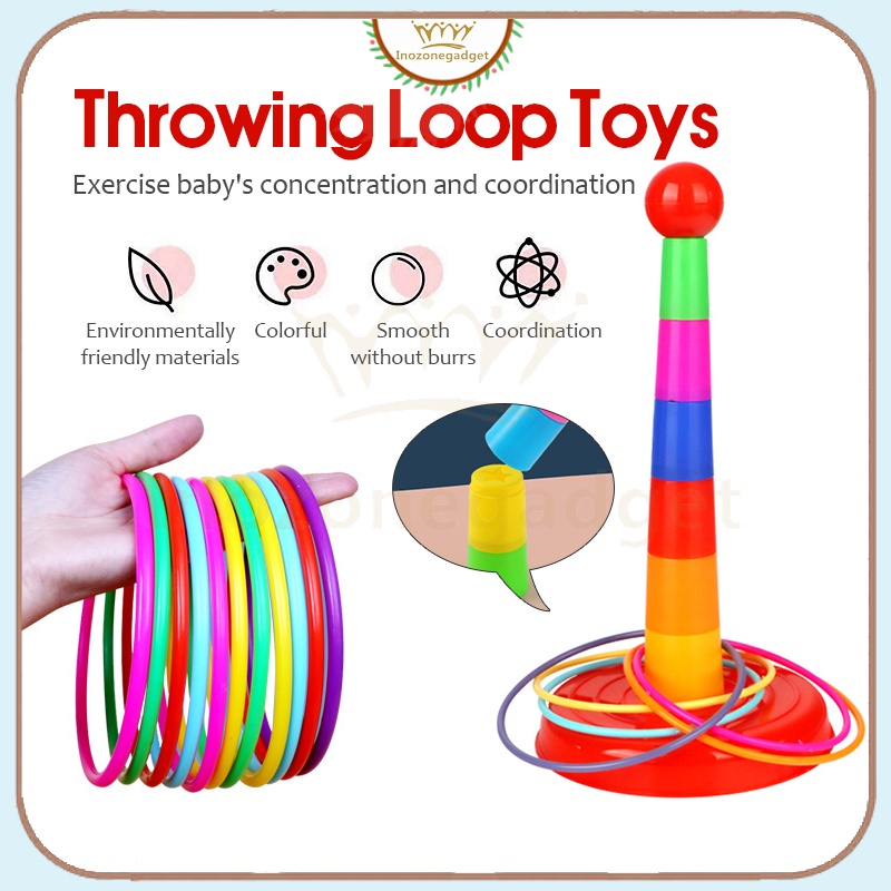 1 Tower 12 Circles Throw Circle Toy Throwing Ring Game Children