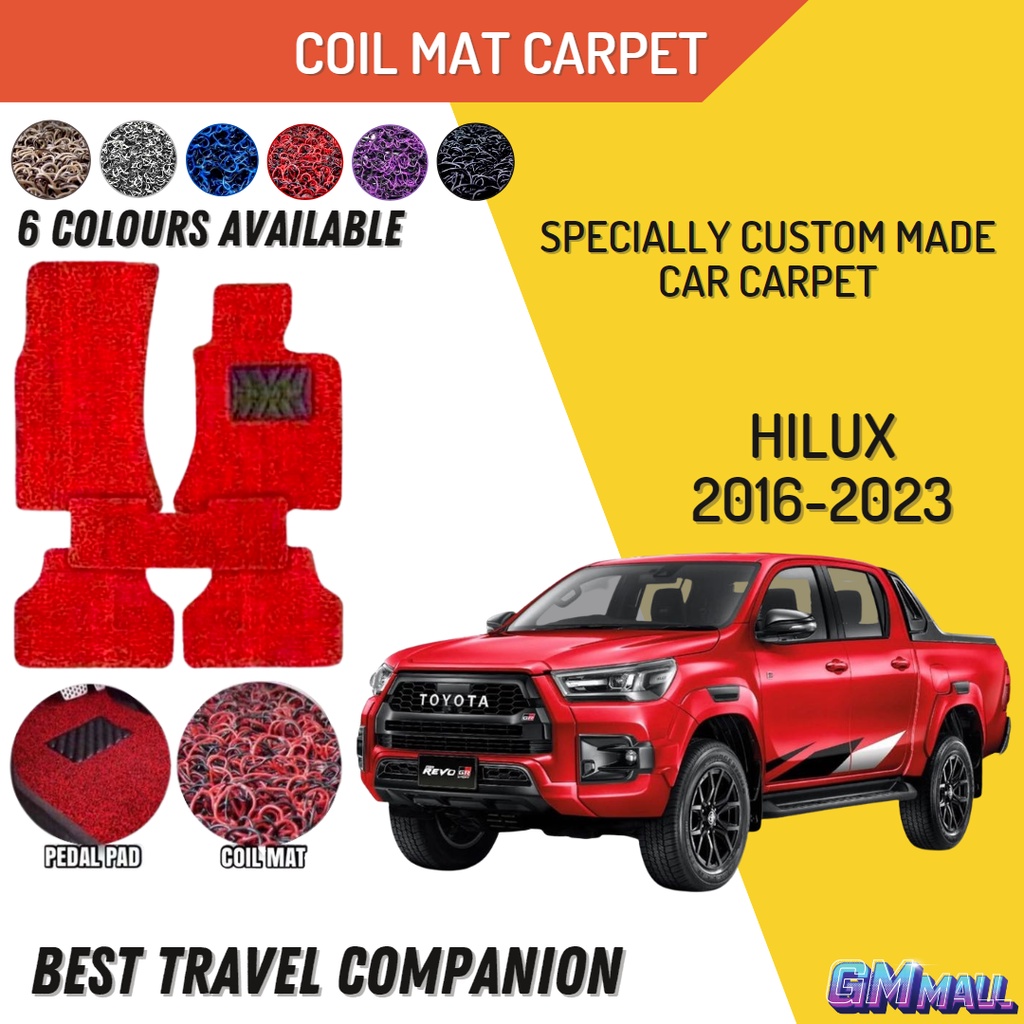 TOYOTA HILUX CARPET Set 2016 2023 Car Floor Coil Slot Mat Karpet Lapik