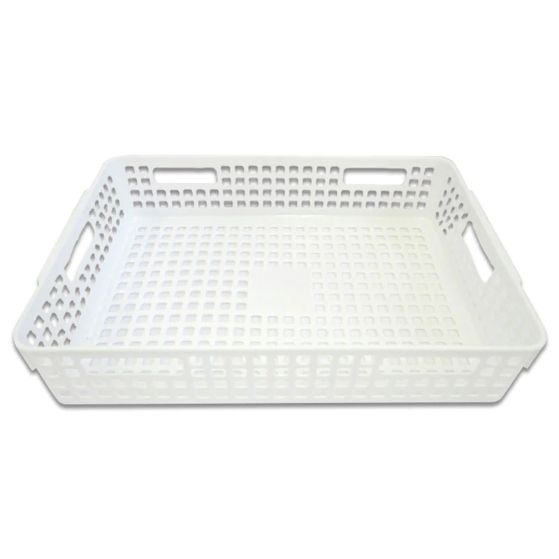 Daiso White rectangular plastic basket for storing items 26x36.5x8cm ...