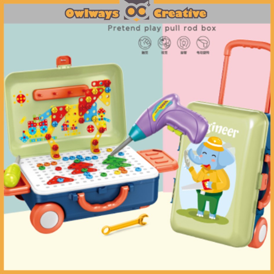 Kids Drill Screw 3D Creative Mosaic Puzzle with Luggage design Toys DIY ...
