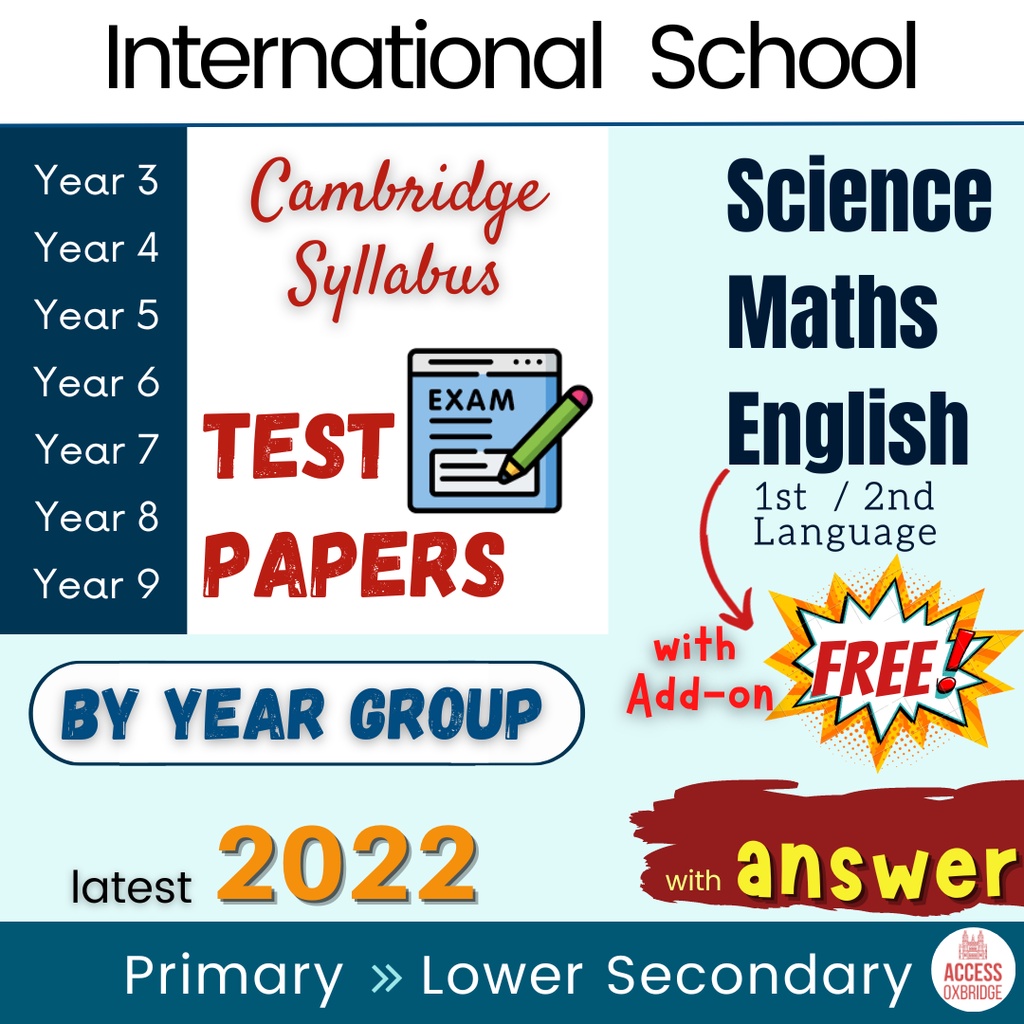 E1💯 International School Progression Test + Answer Year 3 - Year 9 Math ...