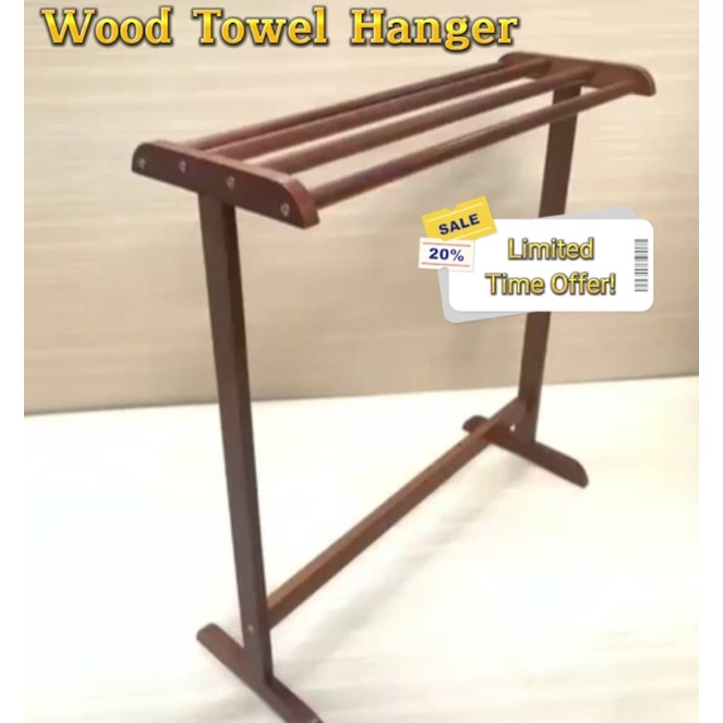 [READY STOCK] Wooden Towel Rack Wood Simple Solid Wood Hanger Penyidai ...