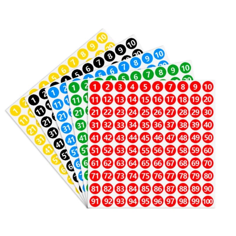 (6colors)WATERPROOF 1-100 MINI NUMBER LABEL STICKER SHEET | Shopee Malaysia