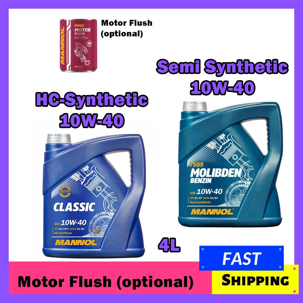 Mannol Semi Synthetic Engine Oil Molibden 10W40,Classic 10W40 (4L) with ...