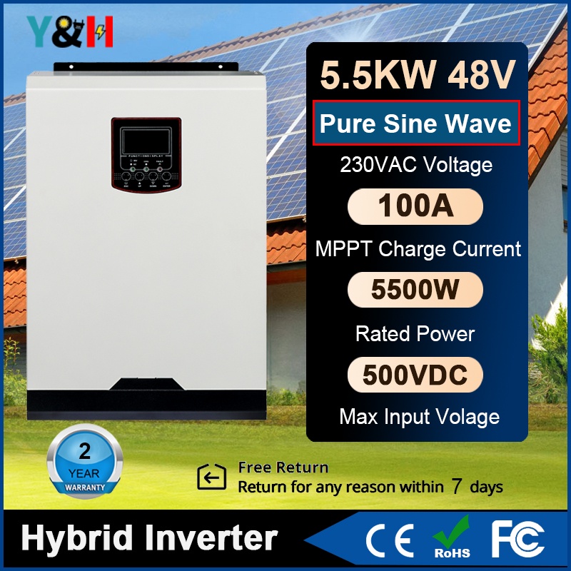 Yandh 5 5kw Hybrid Solar Inverter Mppt 100a 500vdc Pv Input 220vac 48vdc