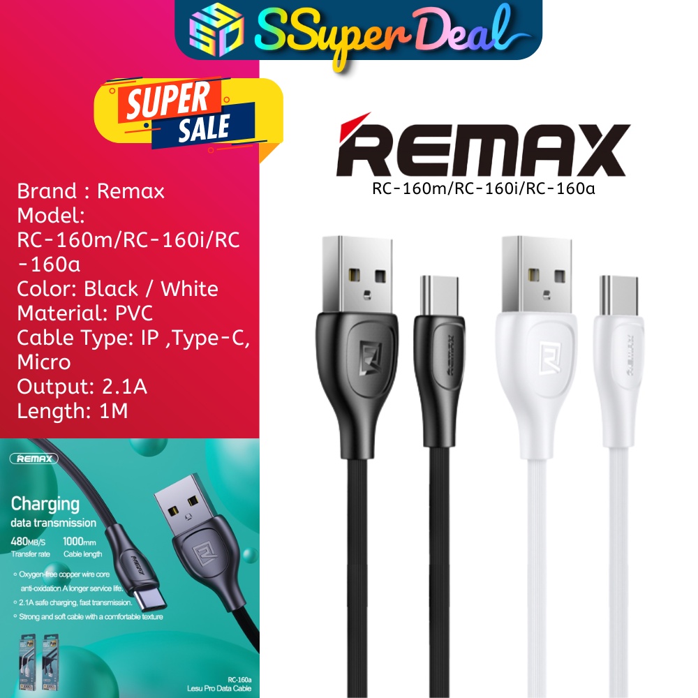 Remax Lesu Pro Series RC-160m/RC-160i/RC-160a Charging Data Cable 1M ...