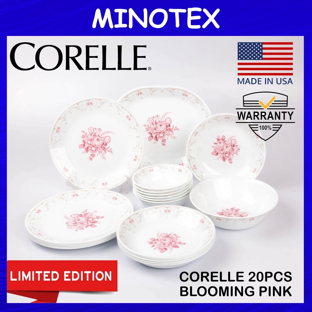 Corelle Blooming Pink Gold Premier Series 20pc Dinnerware Set