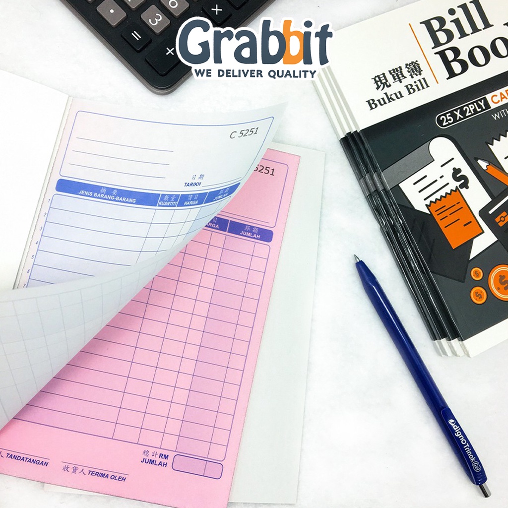 Buku Resit/ GRABBIT 2ply Bill Book Invoice Receipt Cash Book With ...