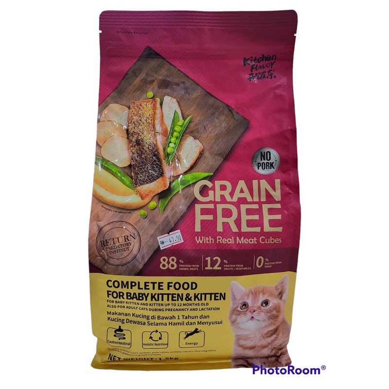 Kitchen Flavor Cat Grain Free 1.5kg Complete Food Kitten Adult Cat Complete Beauty Dry Cat Food