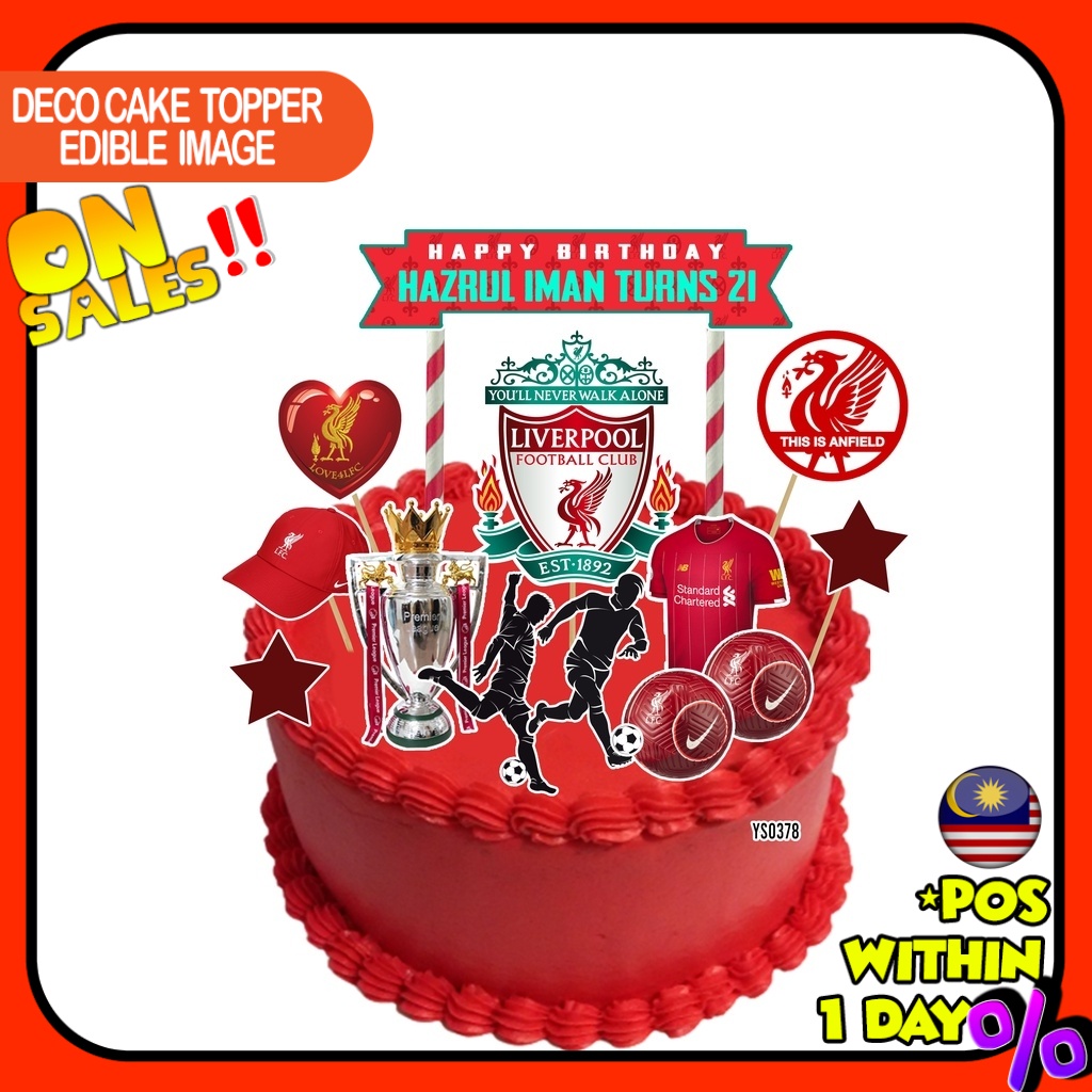 [CUSTOM NAME] Happy Birthday Cake Topper Liverpool Decoration Set Party
