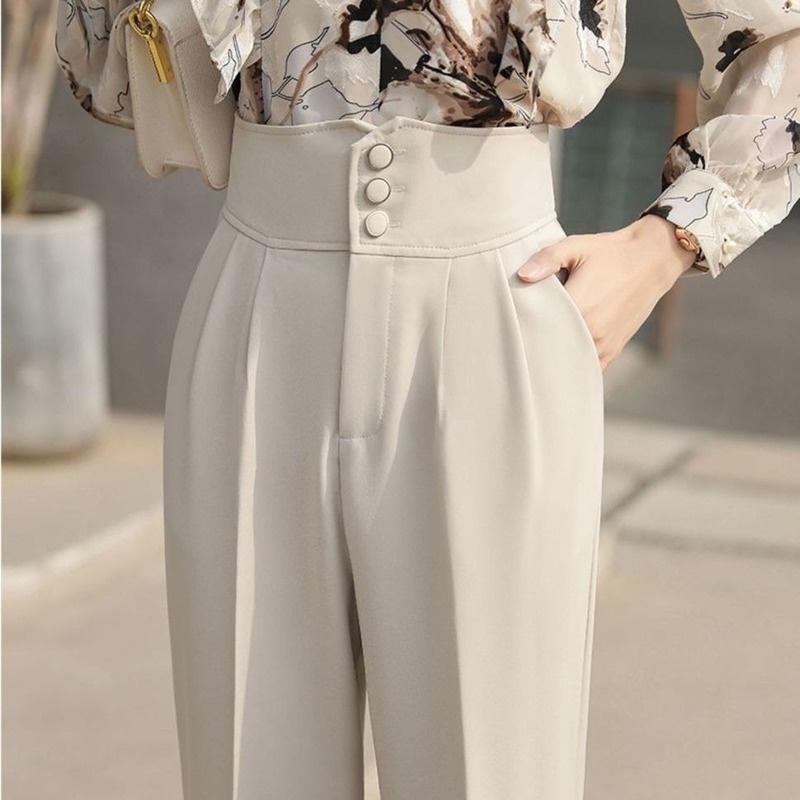 Fashion Women's Summer Cropped Suit Pants Aesthetic Hot Khaki Harem ...