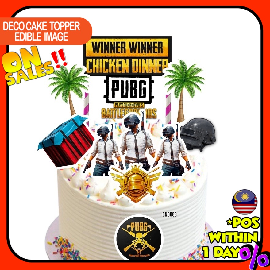 [CUSTOM NAME] Happy Birthday Cake Topper Games PUBG Boy Decoration Kek ...