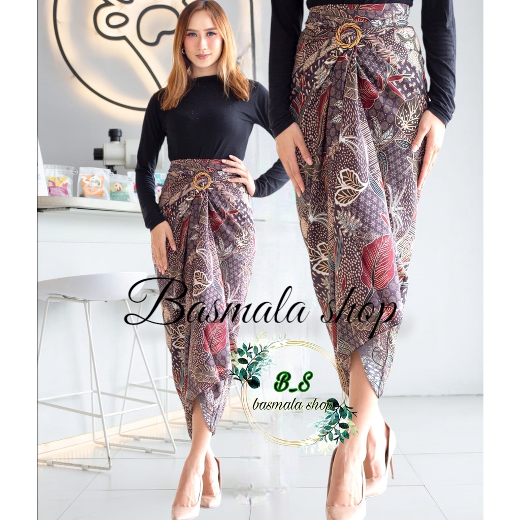 Raya 2024] Batik LILIT Skirt/LILIT Skirt/SEKAR Brown MAROON KEBAYA