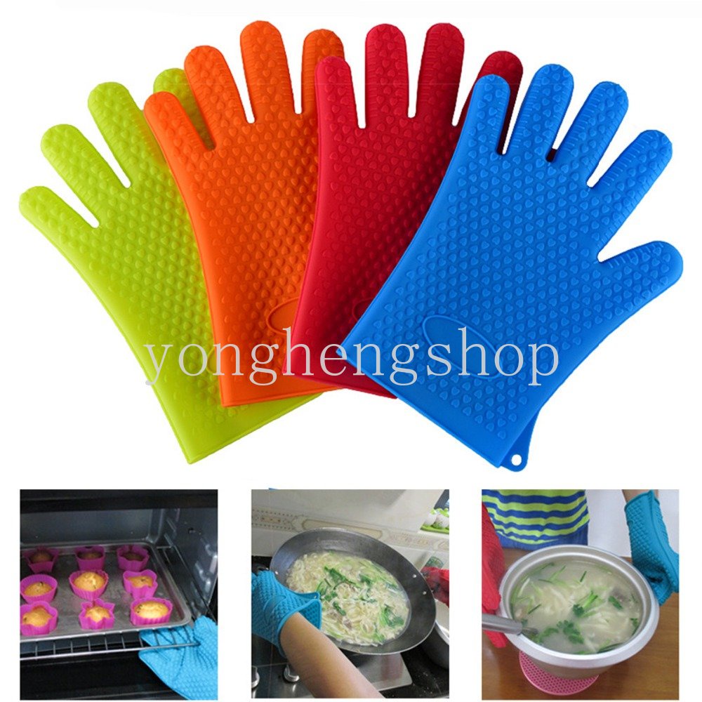 1pcs Thicken Silicone Baking Gloves Anti Scald Antiskid Heat Resistant