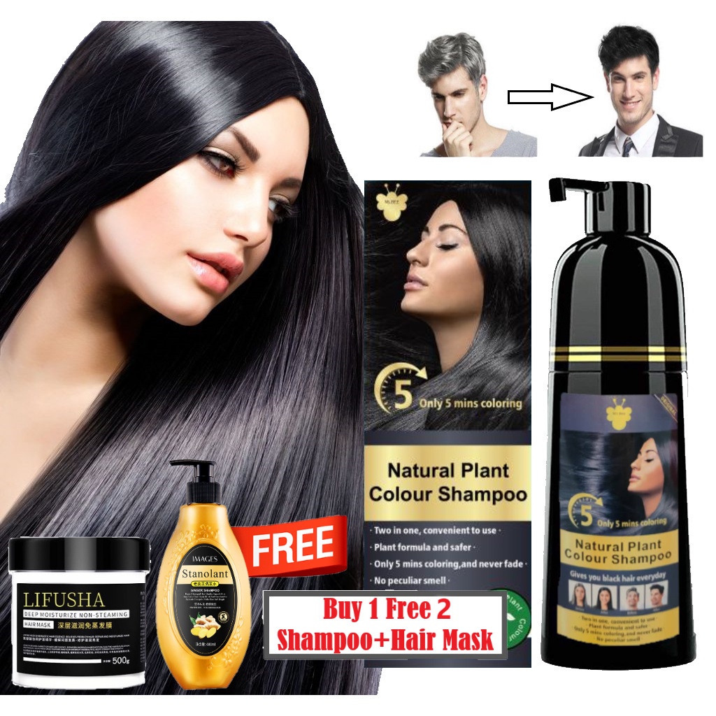 ABBY Ms.BEE Original Natural Plant Black Hair Dye Shampoo 2in1 400ml ...