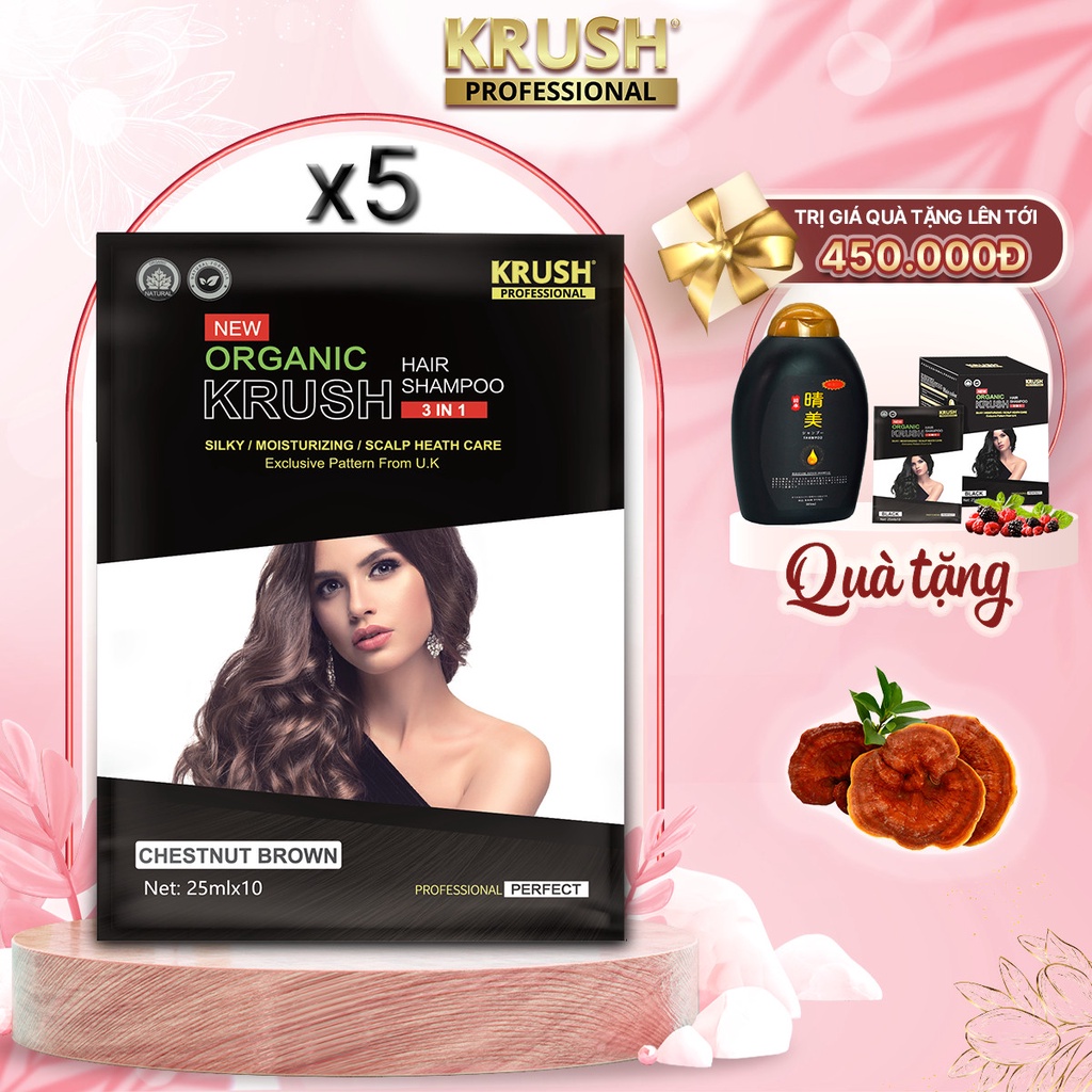 Korean Krush Fashionable Gray Hair Dye Shampoo Package Chestnut Brown