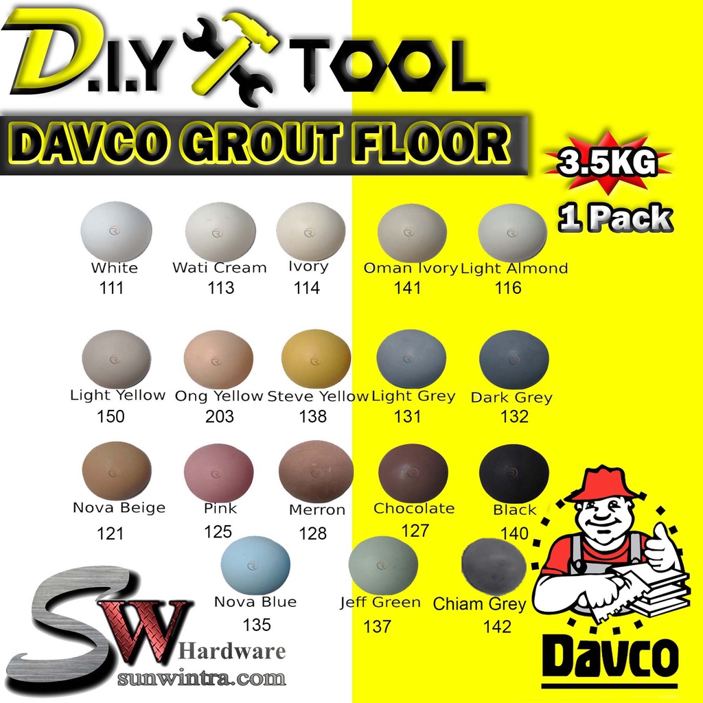 SW HARDWARE 3.5KG SIKA DAVCO Tile Grout Davcogrout Cement Wall Floor