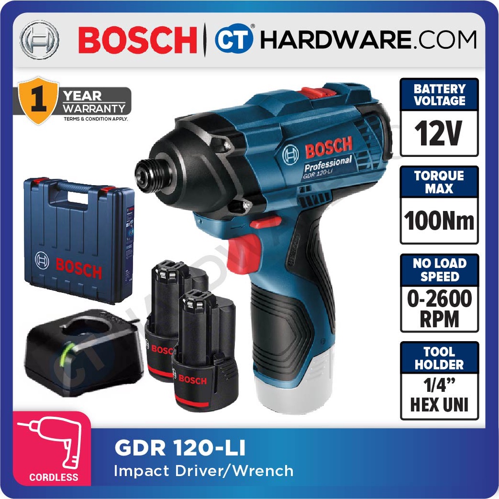 BOSCH GDR 120 LI CORDLESS IMPACT DRIVER 12V COME WITH 2x 2.0AH