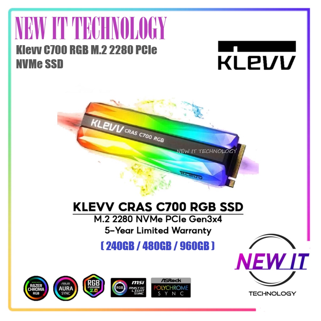 Klevv CRAS C700 RGB 2280 PCIe Gen3x4 NVMe Solid State Drive