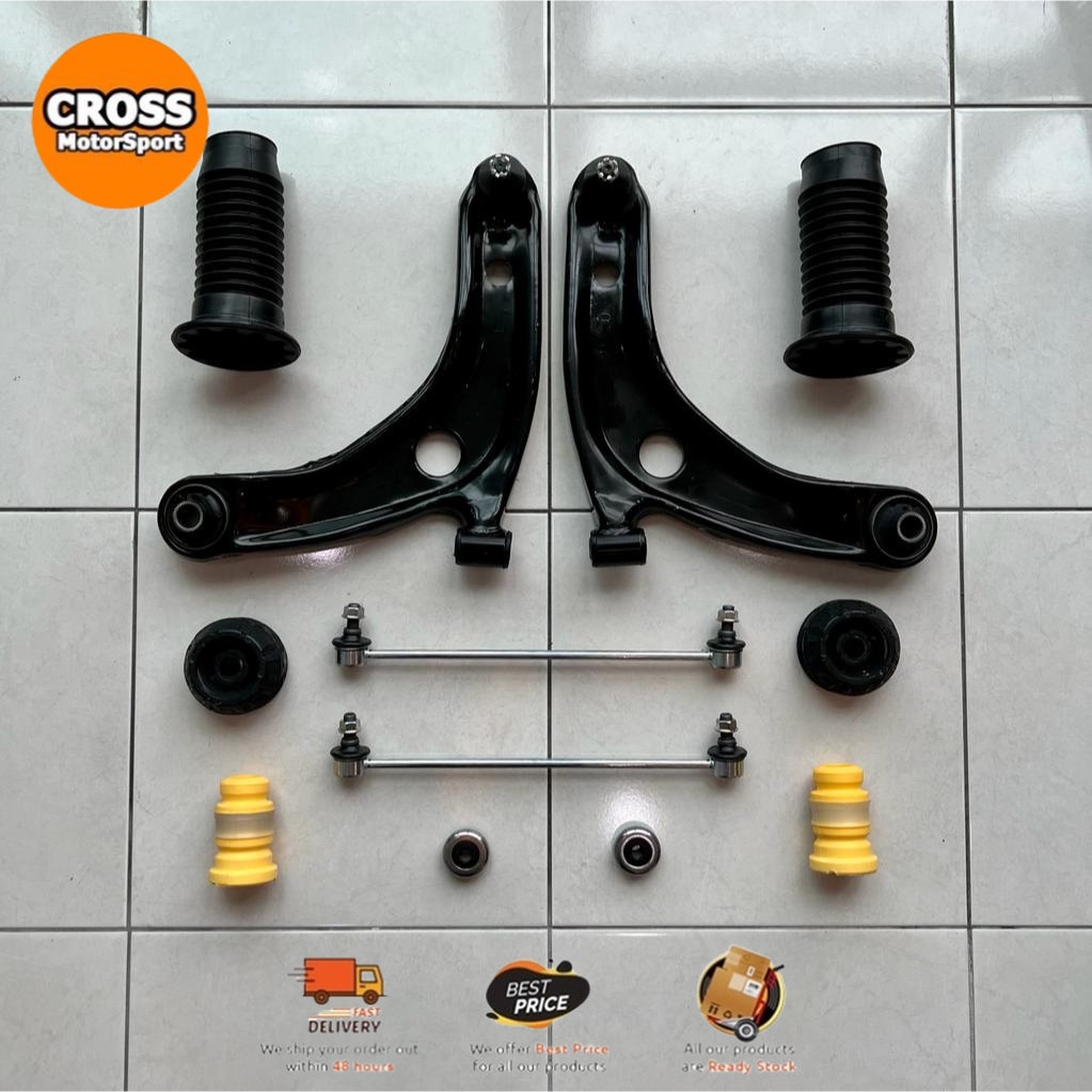 12 ITEM SET TOYOTA VIOS NCP93 LOWER ARM/STABILIZER LINK/ABSORBER