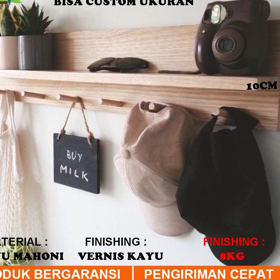 GANTUNGAN KAYU Front Wall Shelf Hanger Mahogany Clothes Paste