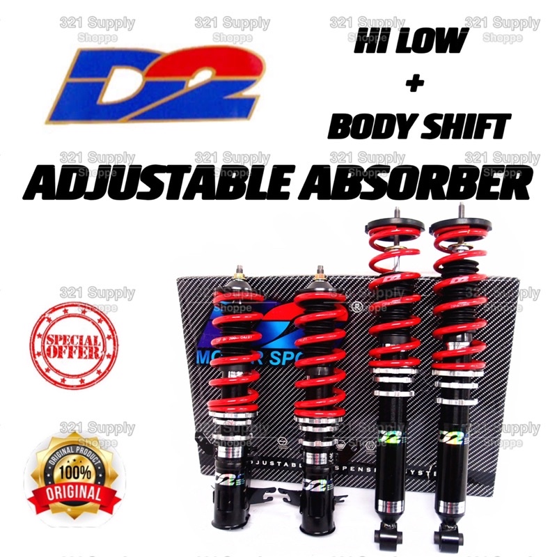 BRAND D2 ADJUSTABLE ABSORBER HI LOW + BODY SHIFT SET 100 ORIGINAL WIRA