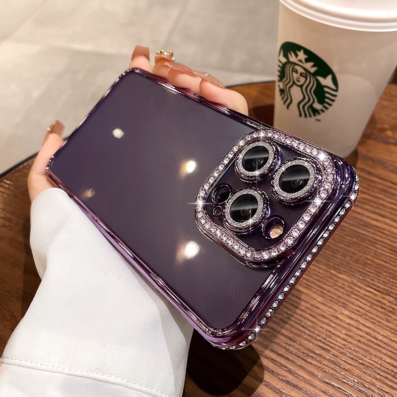 For IPhone 12 Pro Max Diamond Gradient Glitter Plated TPU Phone Case(Blue - View #12