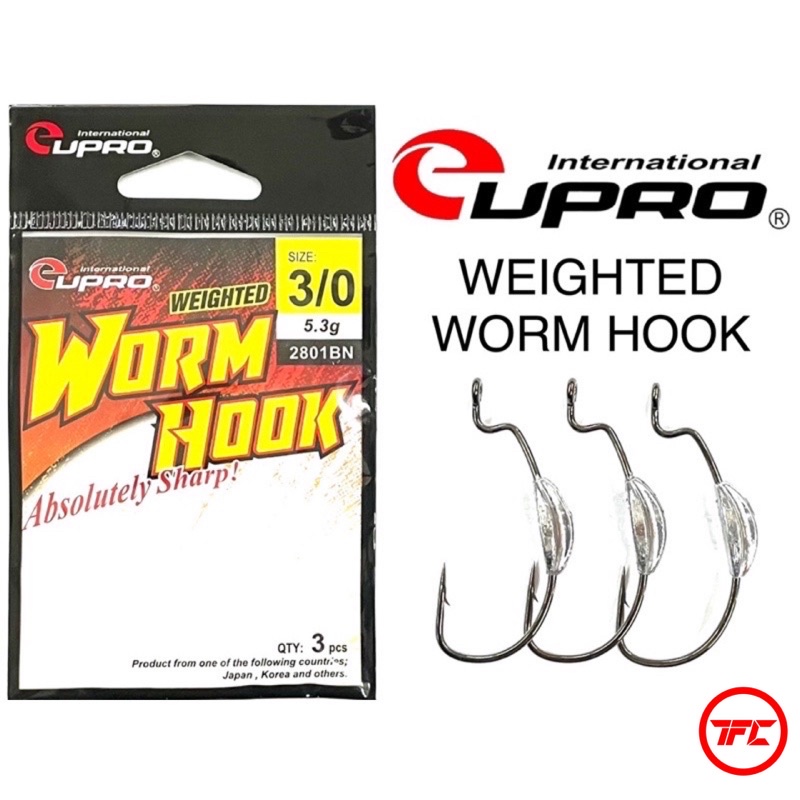 EUPRO Weighted Worm Hook Jig Head For Soft Plastic Fishing Lure 2801BN
