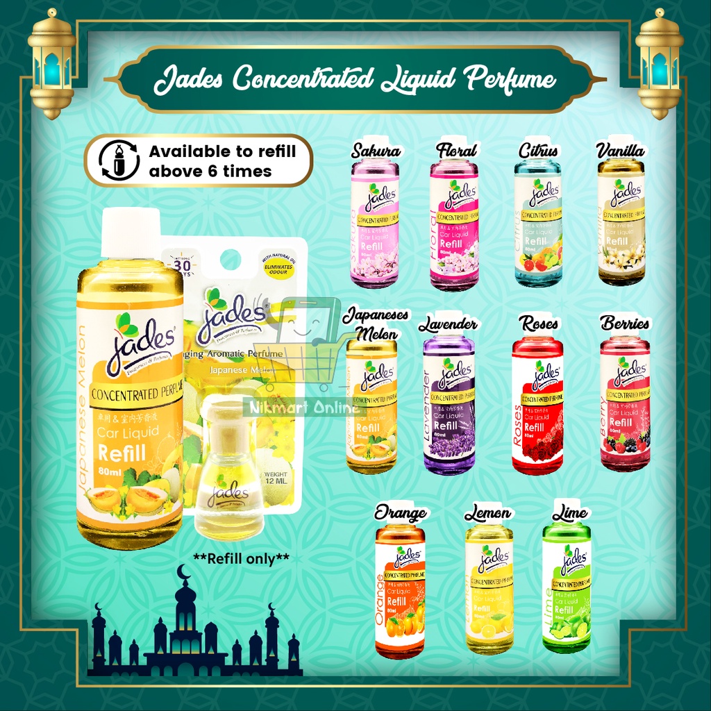 Jades Car Concentrated Liquid Perfume Refill 80ml Ready Stock Pewangi