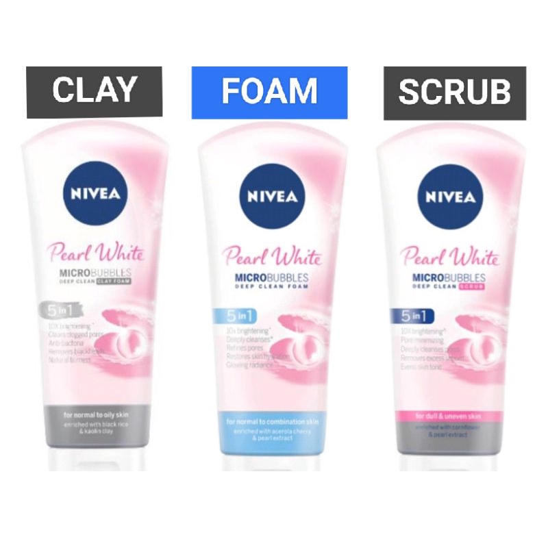 Pencuci Muka Nivea Pearls White Microbubbles Deep Clean Face Wash Foam
