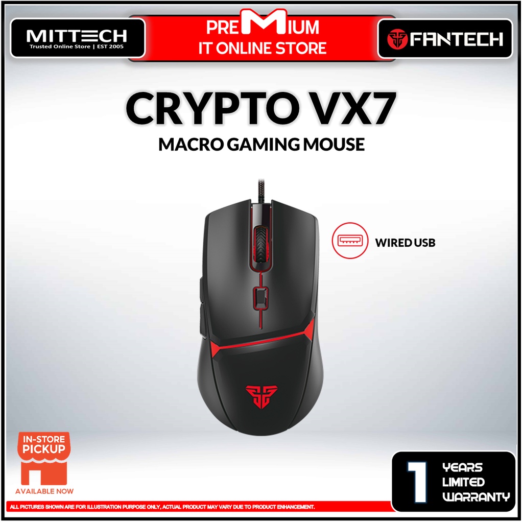 Fantech VX7 CRYPTO 6D Light Weight Macro Programmable Gaming Mouse |  On-the-fly Adjustable DPI 200-8,000 DPI | Shopee Malaysia