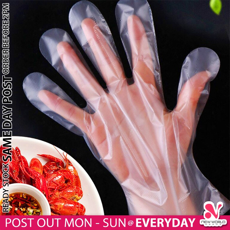 𝟭𝟬𝟬𝗣𝗖𝗦 / 𝗣𝗔𝗖𝗞 》Disposable PE Gloves Hygienic Restaurant Food Grade