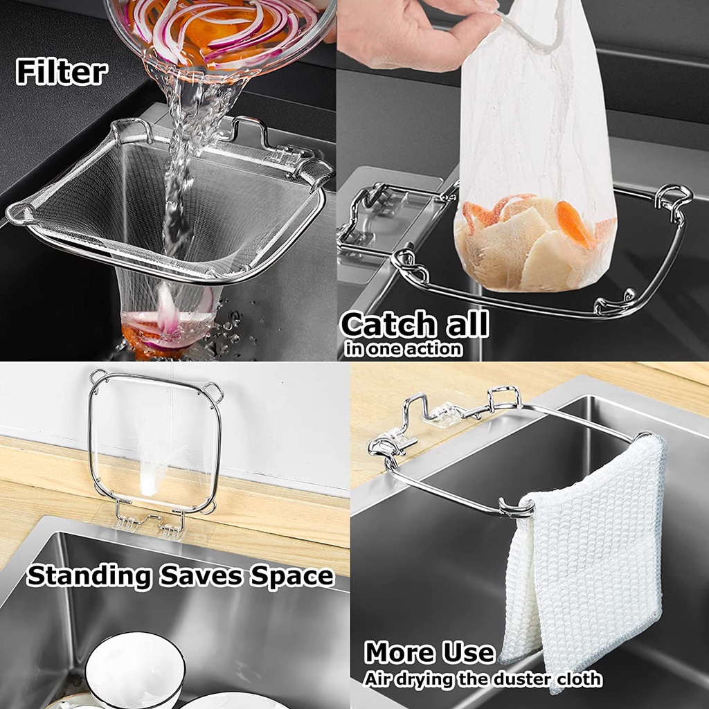 C&M Vertical Hook Filter Drain Rack Kitchen Sink Strainer with ...