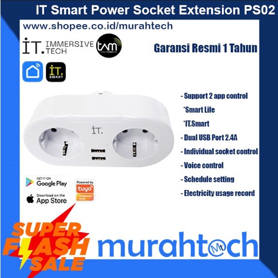 It PS02 Smart Power Socket Dual Plug USB WIFI Strip Power Plug Socket ...