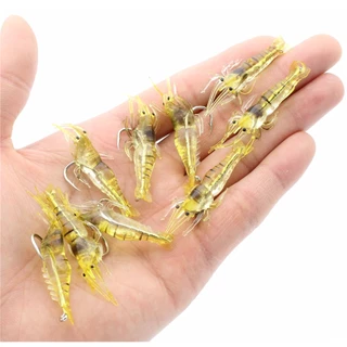 10Pcs Lures Bait Shrimp Lures Fishing Simulation Luminous Prawn