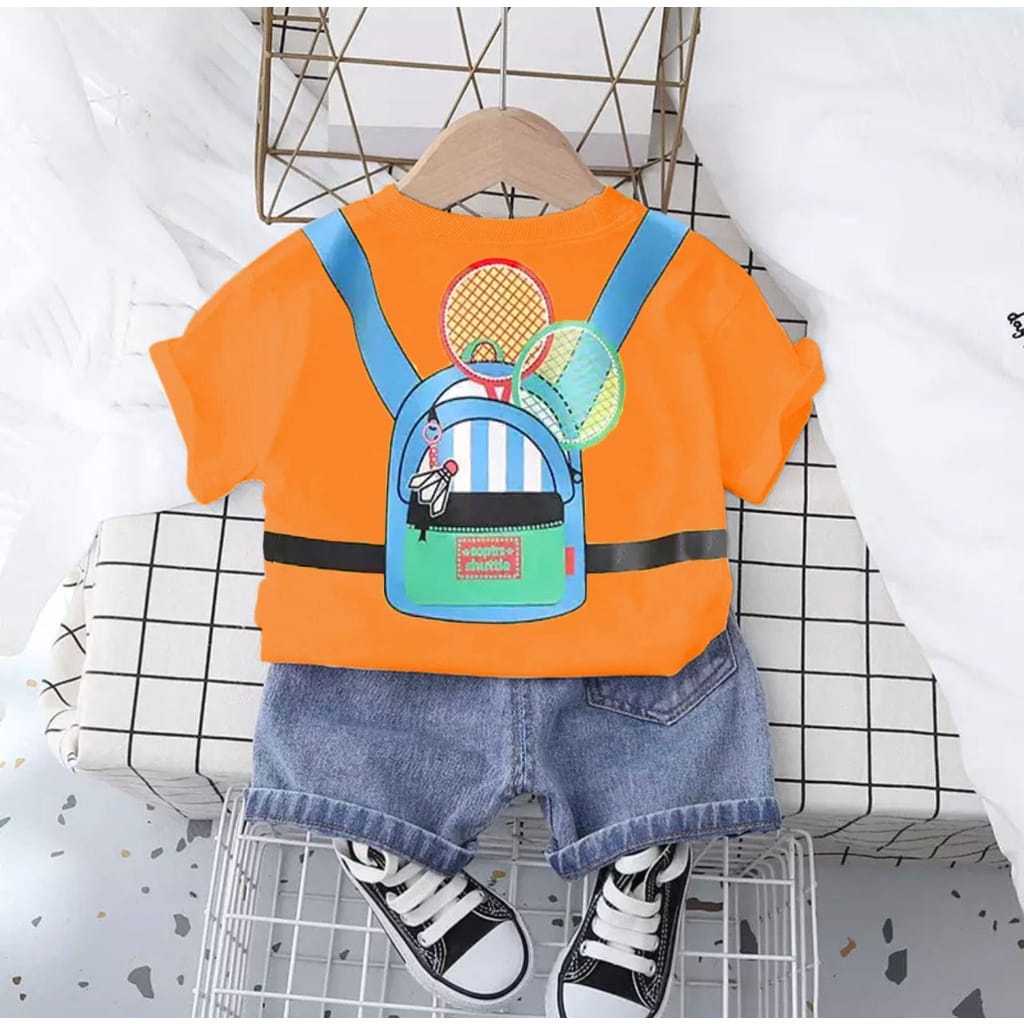 Denim Badminton Backpack Suit/Contemporary Boys Clothes/Latest Children