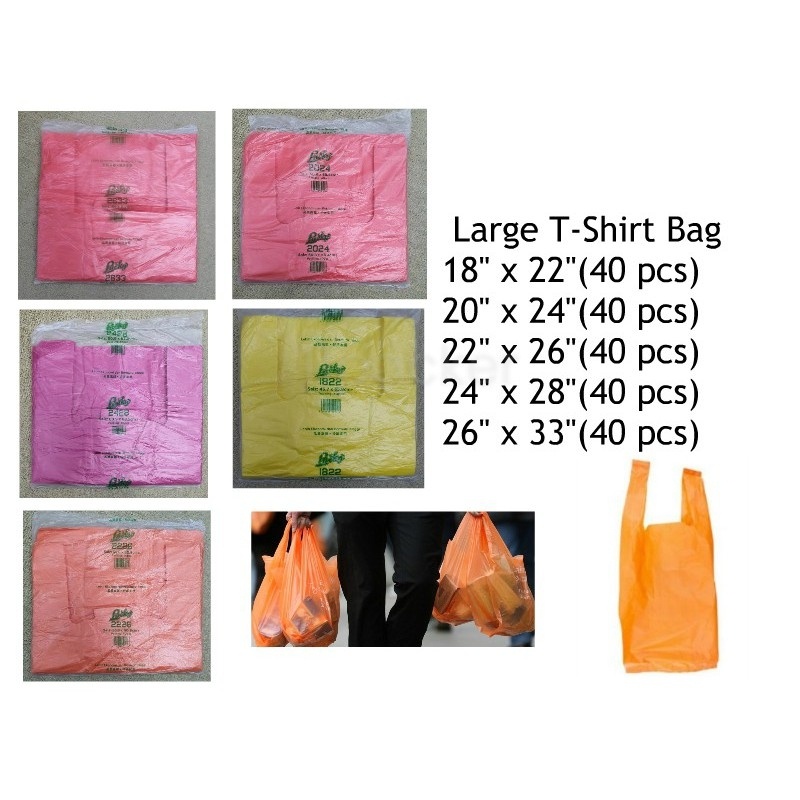 L XL Size High Quality Plastic Singlet Bag T Shirt Bag Shopping Bag 40pcs Shopee Malaysia