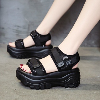 2024 Raya Korean Simple Thick Bottom Black Velcro Roma Beach Sandals ...