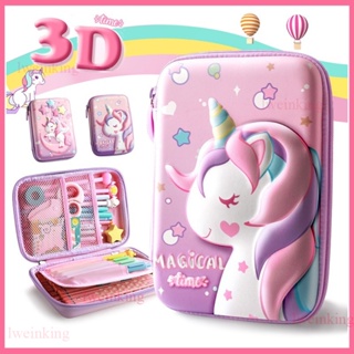 3d Pencil Case Eva Storage Box Lovely Pink Unicorn Cartoon Pen Bag